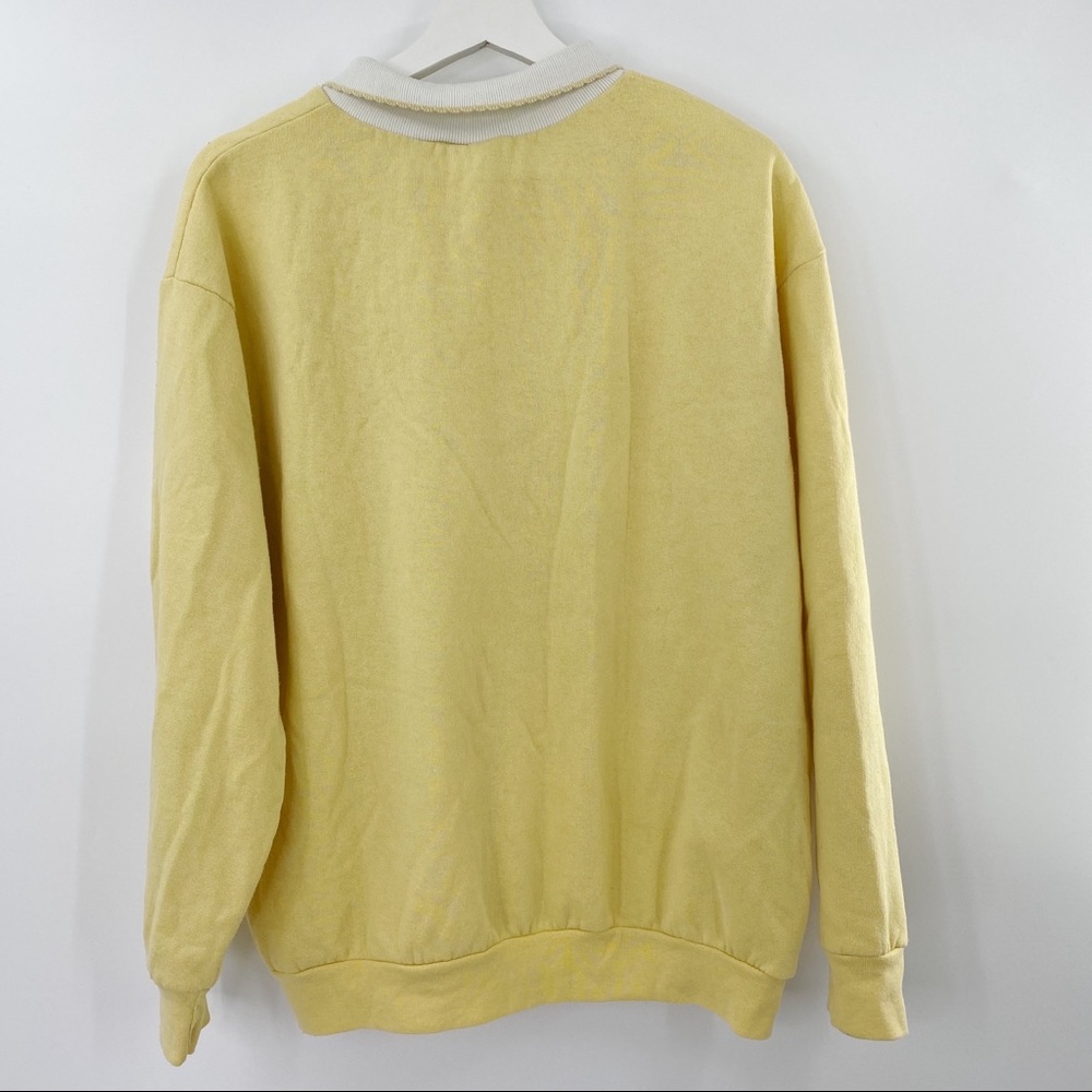 Vintage collared yellow sweatshirt with birds - Picture 5 of 5